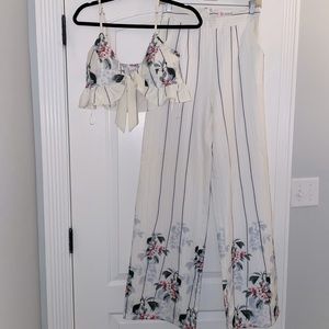Floral tie top and pants set